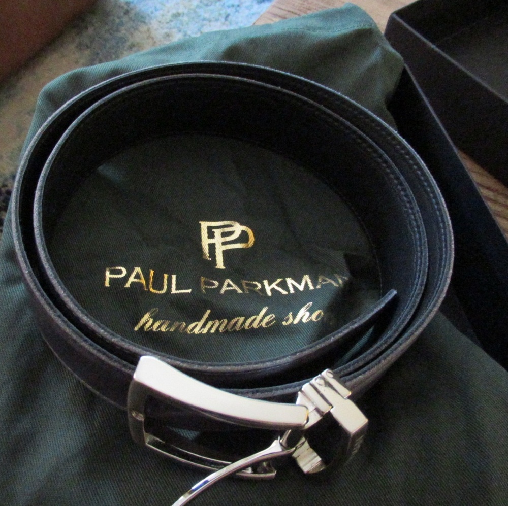 Paul Parkman Hand-painted Gray Leather Belt